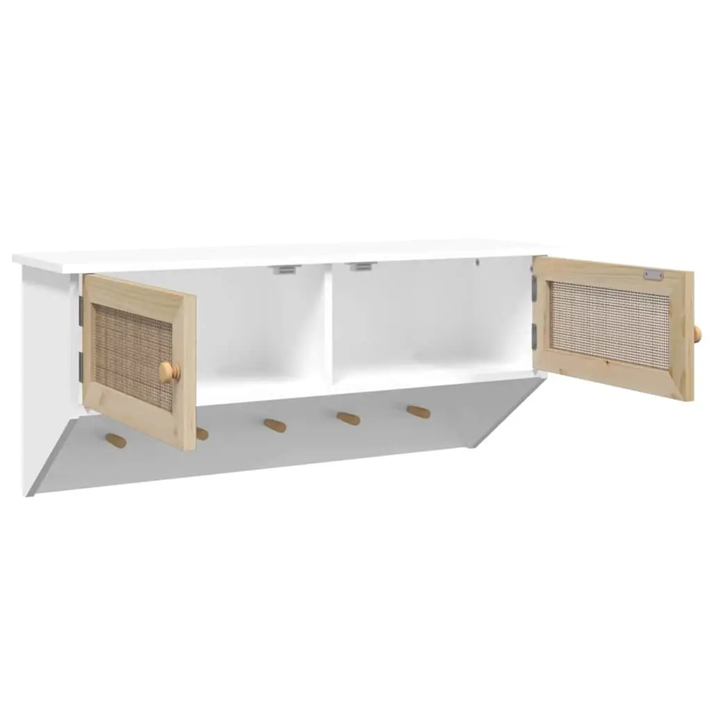 Wall-mounted Coat Rack with Storage Compartments Hooks Scandinavian Design White