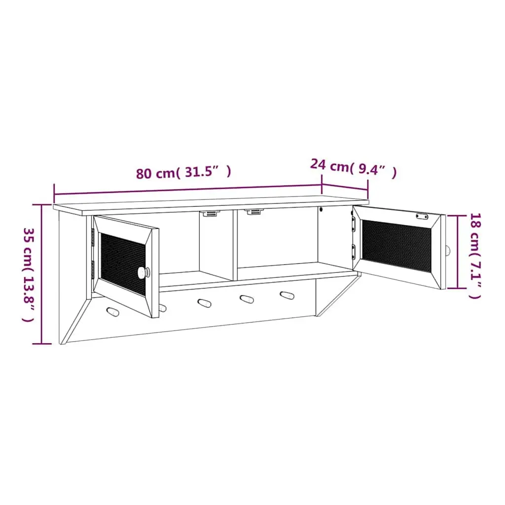 Wall-mounted Coat Rack with Storage Compartments Hooks Scandinavian Design White