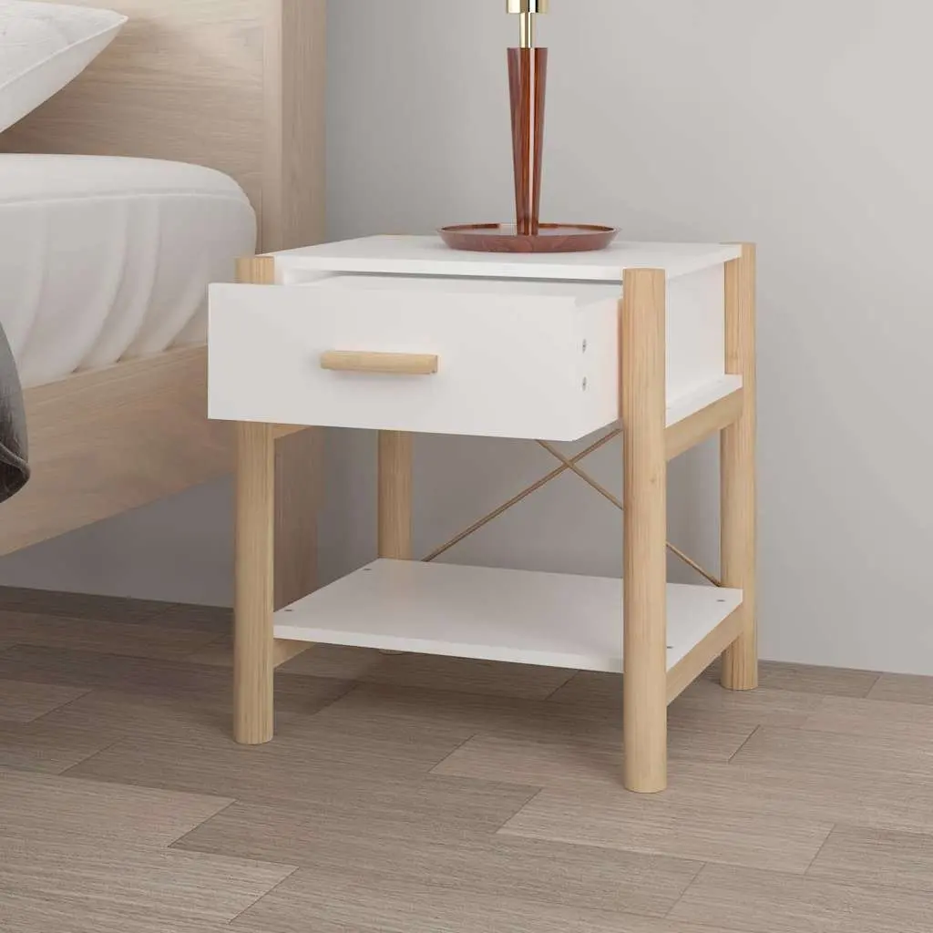 Bedside Tables Storage Nightstand 42 x 38 x 45 cm White Engineered Wood Set of 2