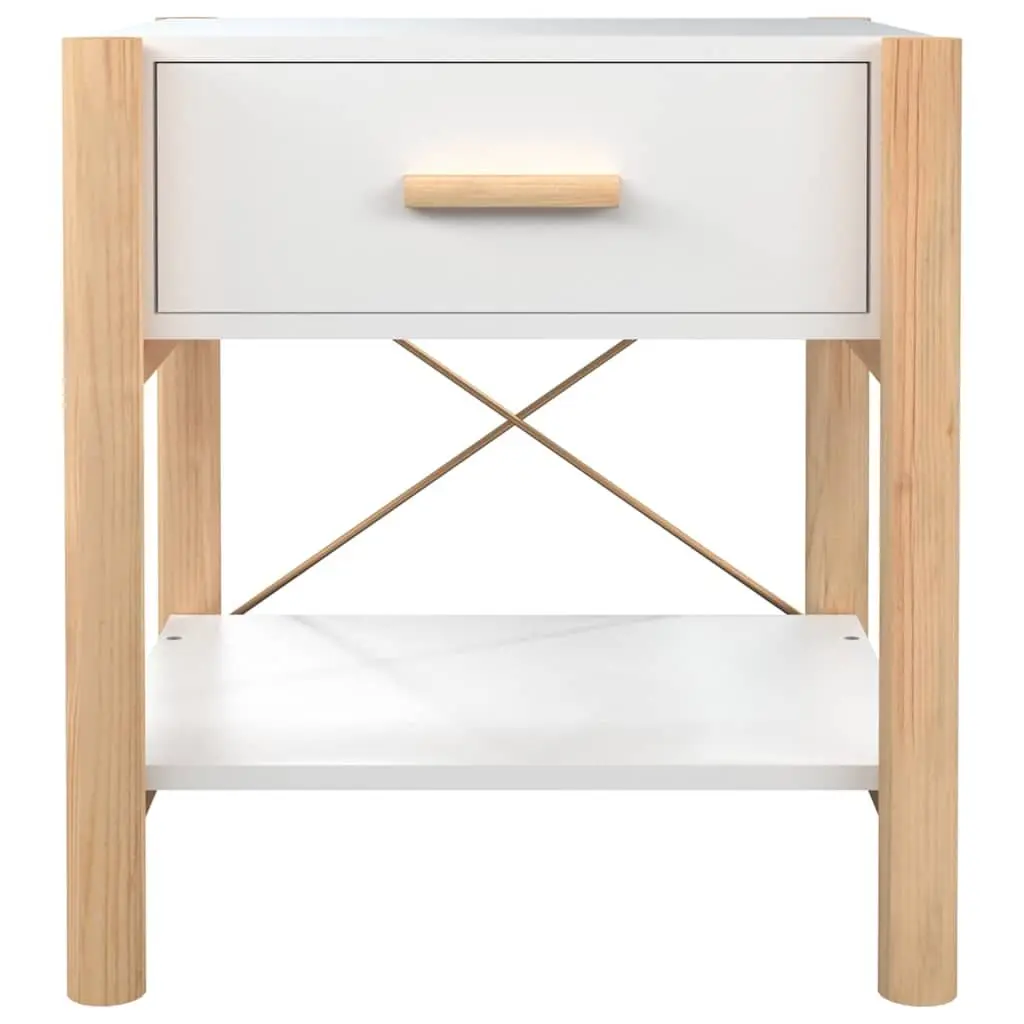 Bedside Tables Storage Nightstand 42 x 38 x 45 cm White Engineered Wood Set of 2