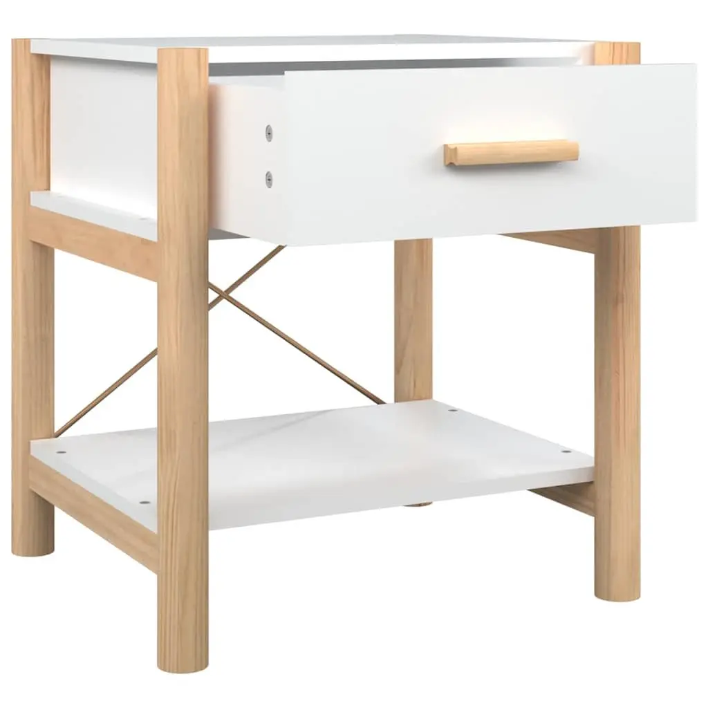 Bedside Tables Storage Nightstand 42 x 38 x 45 cm White Engineered Wood Set of 2