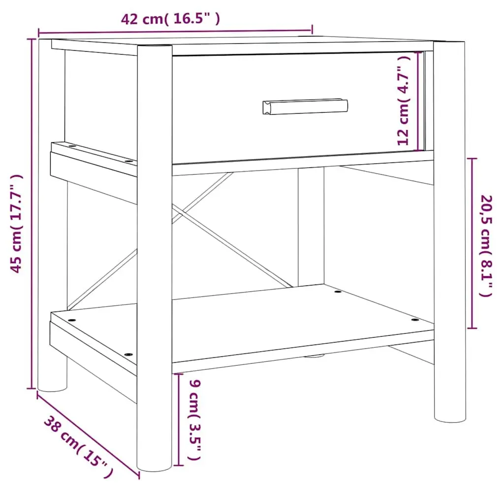 Bedside Tables Storage Nightstand 42 x 38 x 45 cm White Engineered Wood Set of 2