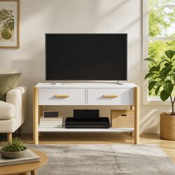 Reliable White TV Cabinet with Practical Storage Options