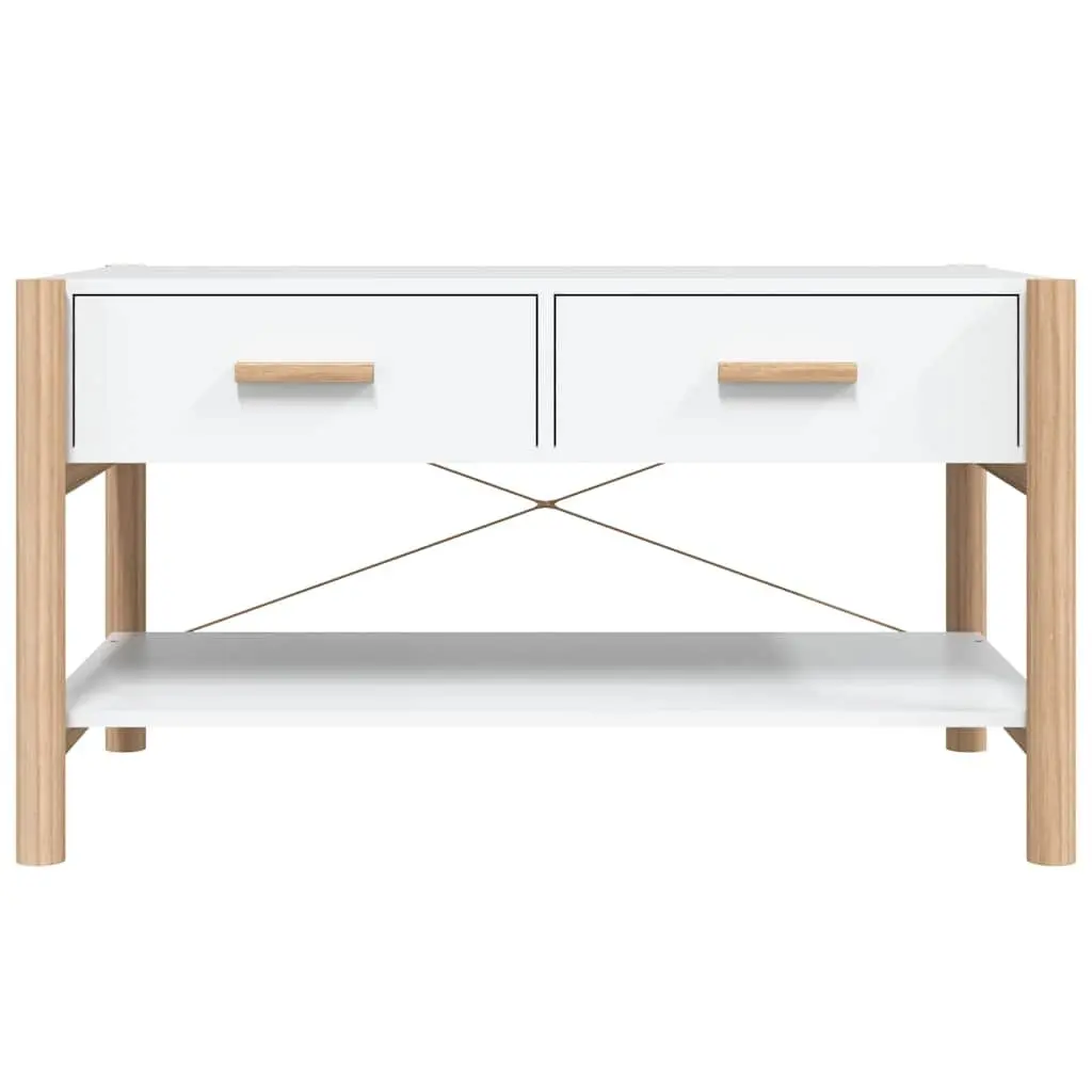 Coffee Table White Storage Side Table Engineered Wood Living Room Furniture