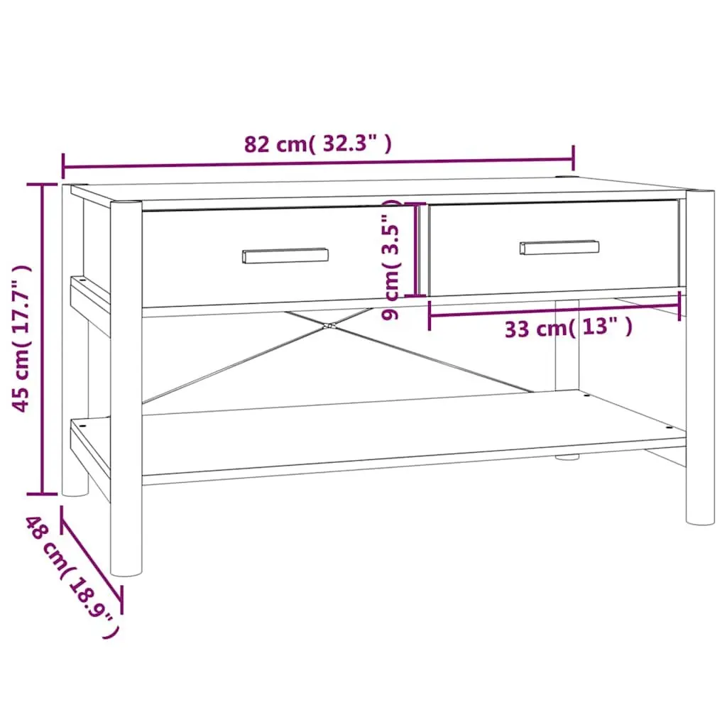 Coffee Table White Storage Side Table Engineered Wood Living Room Furniture