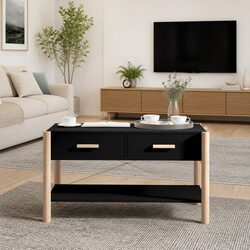 Reliable Black Coffee Table with Ample Storage Space