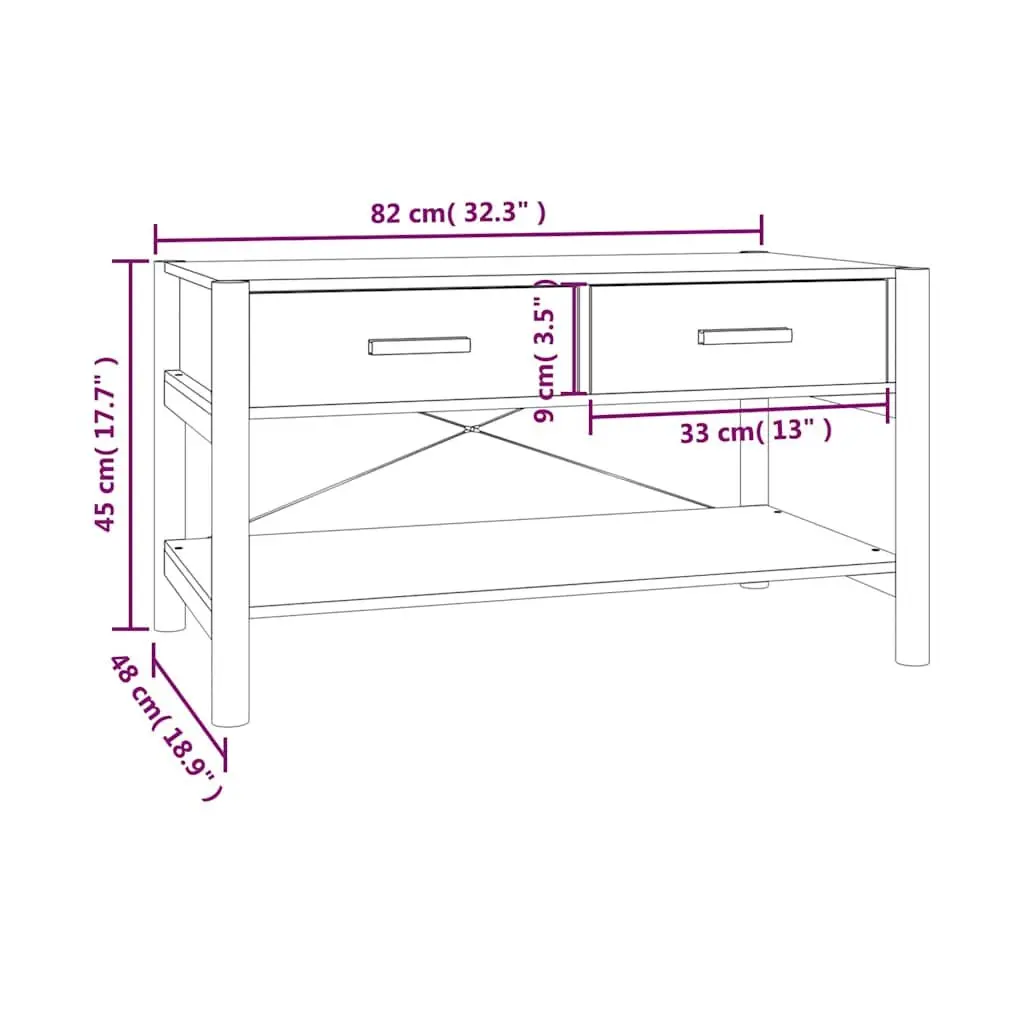 Coffee Table with Storage Brown Engineered Wood Side Table Home Furniture Décor