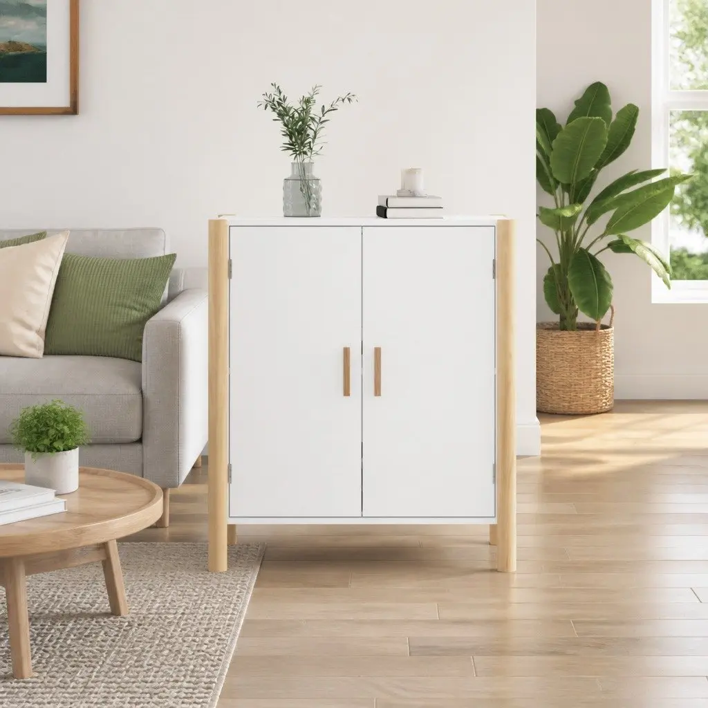 White Sideboard Cabinet 62x38x70 cm Storage Buffet Engineered Wood Furniture