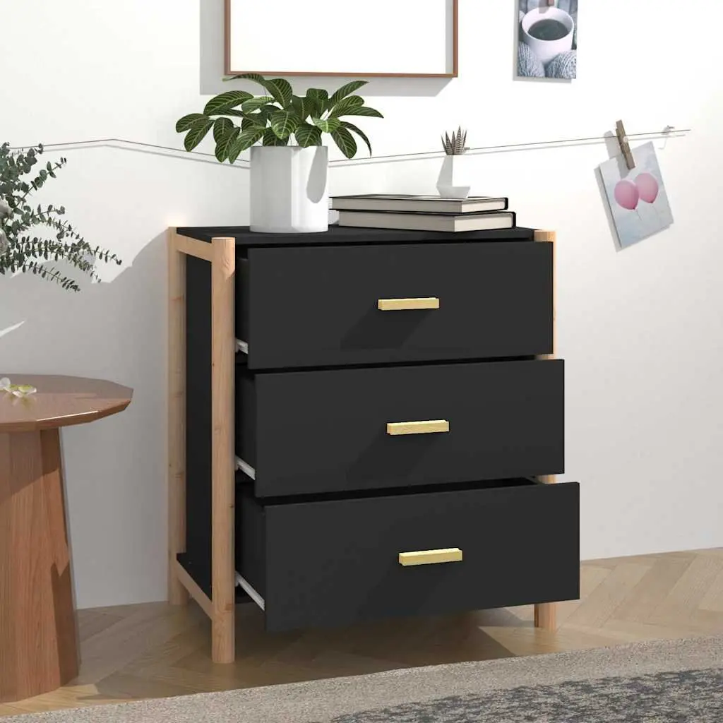 Black Sideboard with Solid Build 62x38x70 cm