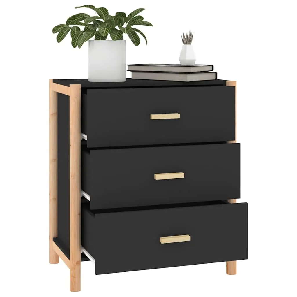 Black Sideboard with Solid Build 62x38x70 cm