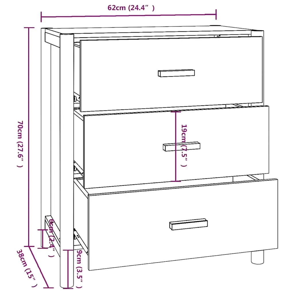 Sideboard Storage Cabinet 62x38x70 cm Brown Engineered Wood Home Furniture