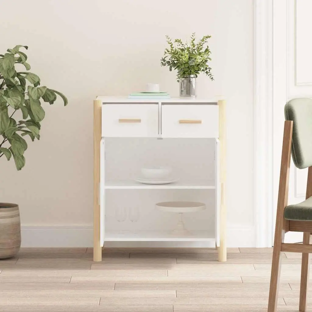 Sideboard Storage Cabinet White 62x38x75cm Engineered Wood Living Room Furniture