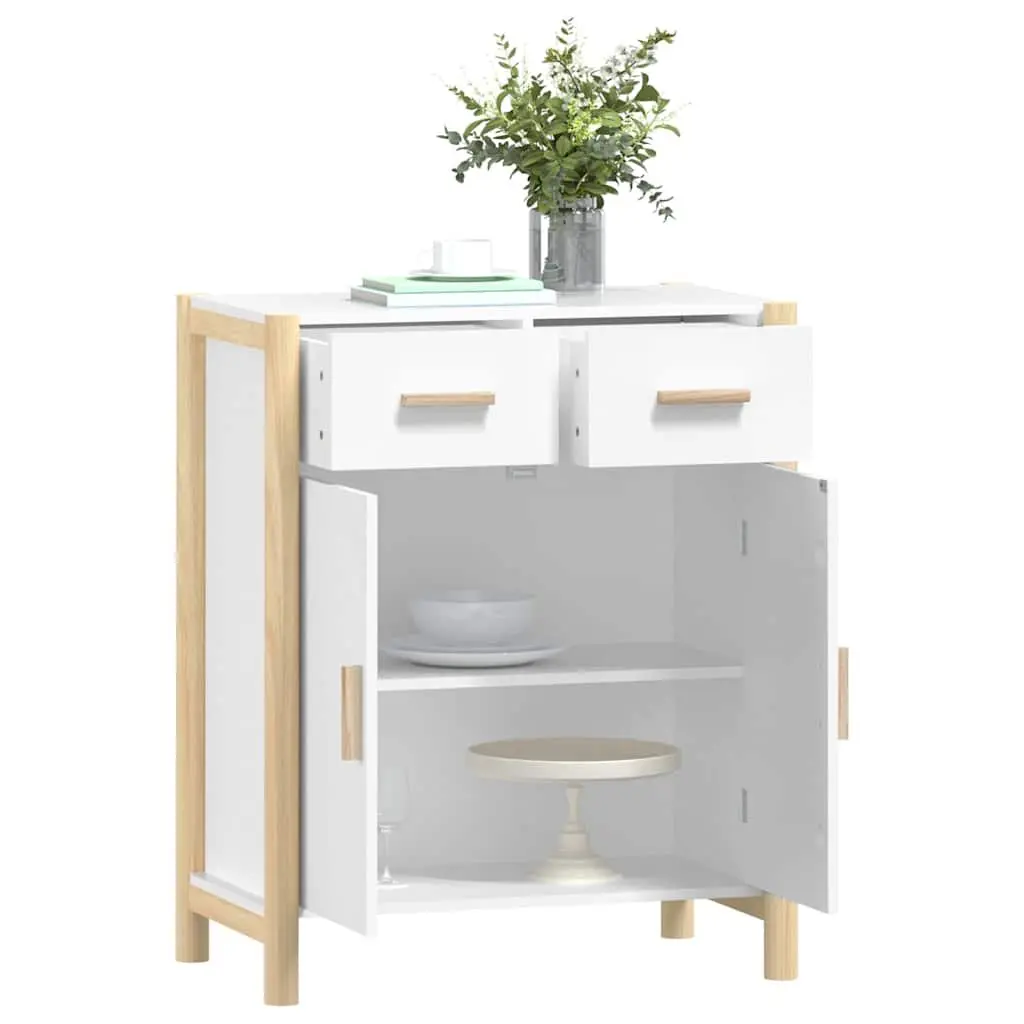 Sideboard Storage Cabinet White 62x38x75cm Engineered Wood Living Room Furniture
