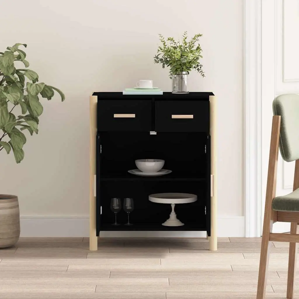 Sideboard Cabinet Storage Buffet 62x38x75cm Black Engineered Wood Furniture