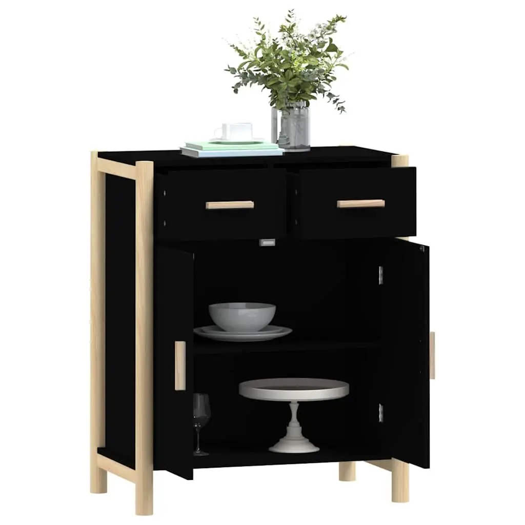 Sideboard Cabinet Storage Buffet 62x38x75cm Black Engineered Wood Furniture