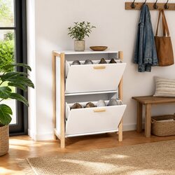 Reliable White Shoe Cabinet 57.5x33x80cm for Organizing Footwear