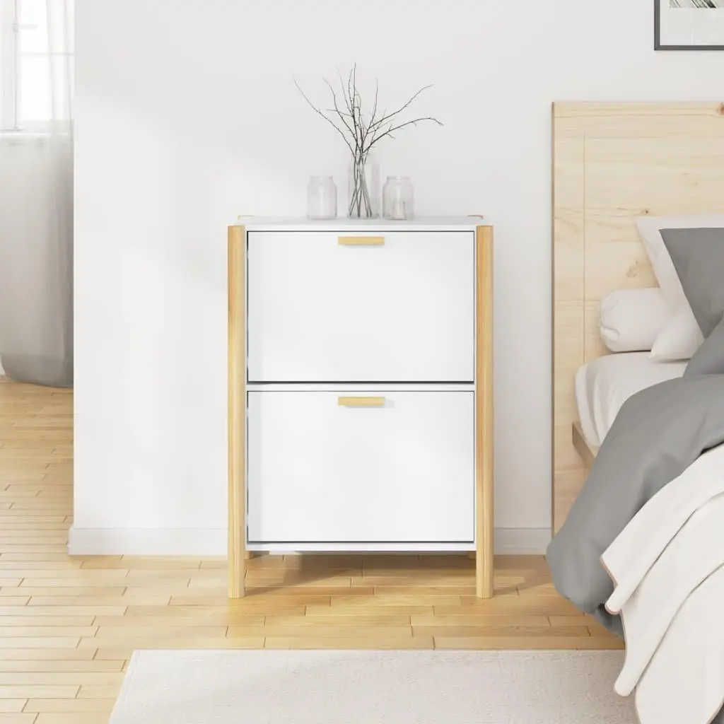 Shoe Cabinet White 57.5x33x80cm Engineered Wood Storage Organiser Rack