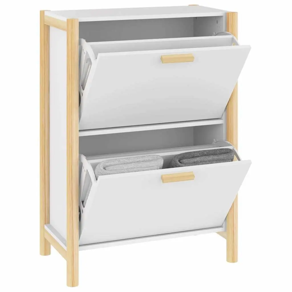 Shoe Cabinet White 57.5x33x80cm Engineered Wood Storage Organiser Rack