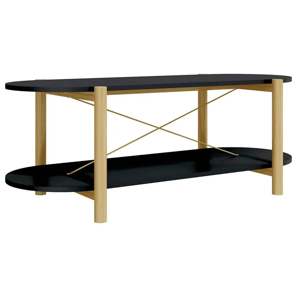 Coffee Table Black Storage Accent Living Room Furniture Engineered Wood Legs