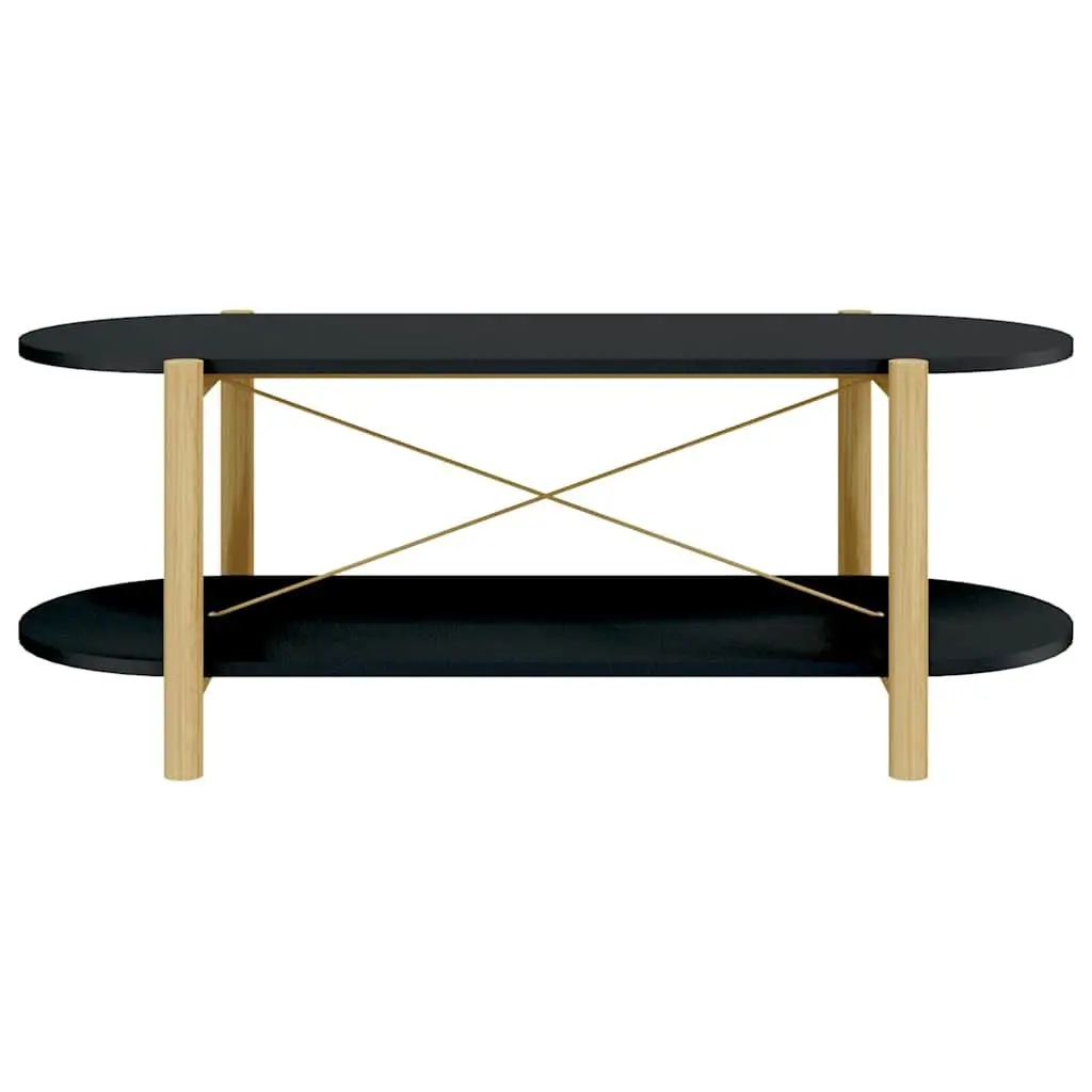 Coffee Table Black Storage Accent Living Room Furniture Engineered Wood Legs