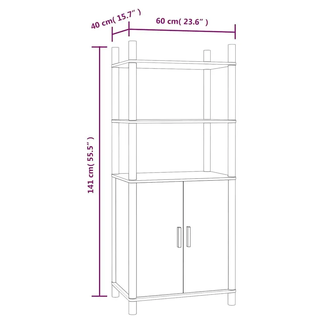 Highboard White Storage Cabinet 60x40x141 cm Engineered Wood Sideboard Buffet