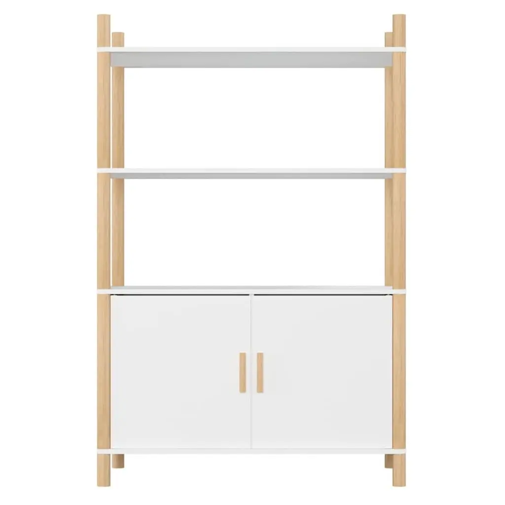 White Highboard Storage Cabinet Engineered Wood Sideboard Buffet Furniture Tall