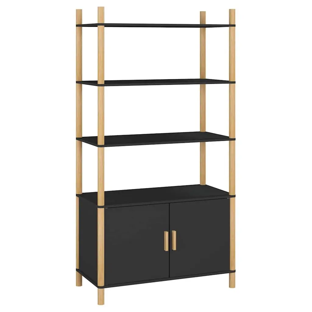 Highboard Storage Cabinet 80x40x153cm Black Engineered Wood Sideboard Buffet