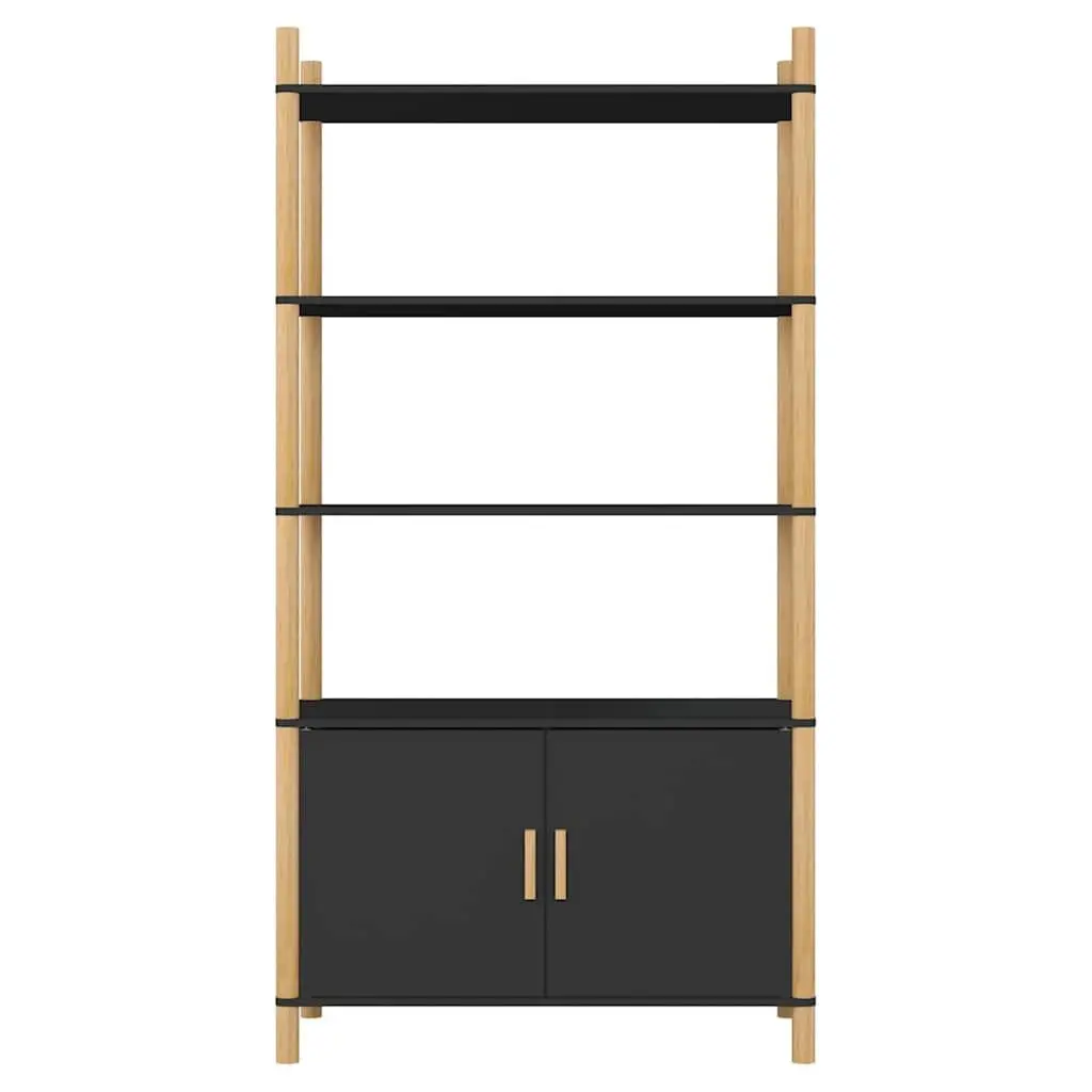 Highboard Storage Cabinet 80x40x153cm Black Engineered Wood Sideboard Buffet