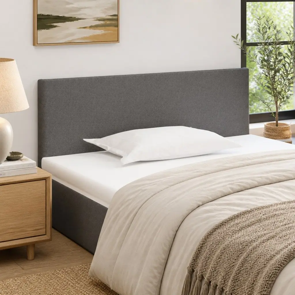 Headboard Dark Grey 100cm Fabric Adjustable Height Bedroom Bed Support