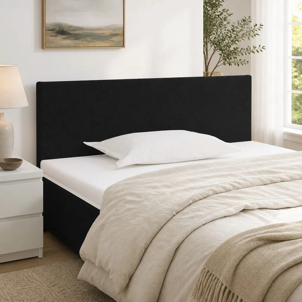 Headboard Fabric Bedroom Furniture Adjustable Height 100cm Black