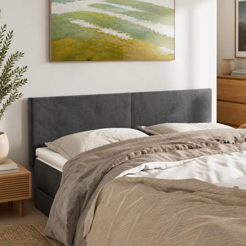 Velvet Headboard Adjustable Height Backrest Support 144cm Dark Grey