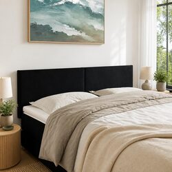 Velvet Headboard Black Adjustable Height Bedroom Furniture Support