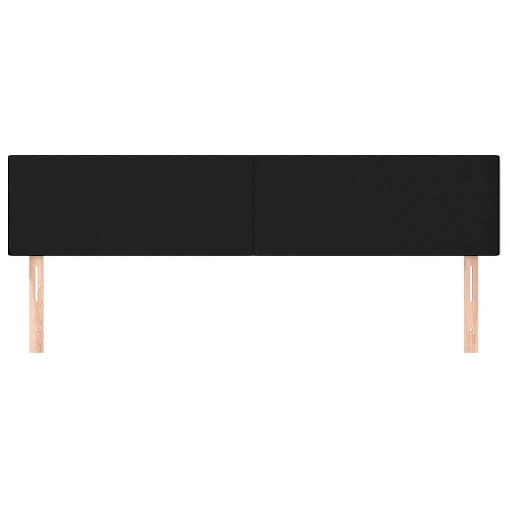 Fabric Headboard Black 160cm Adjustable Height Bed Support with Wooden Legs