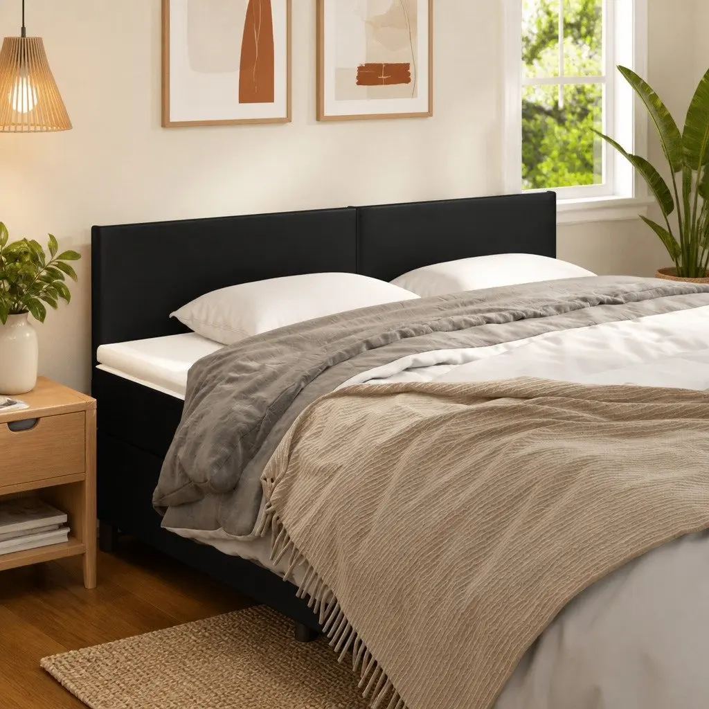 Black Faux Leather Headboard