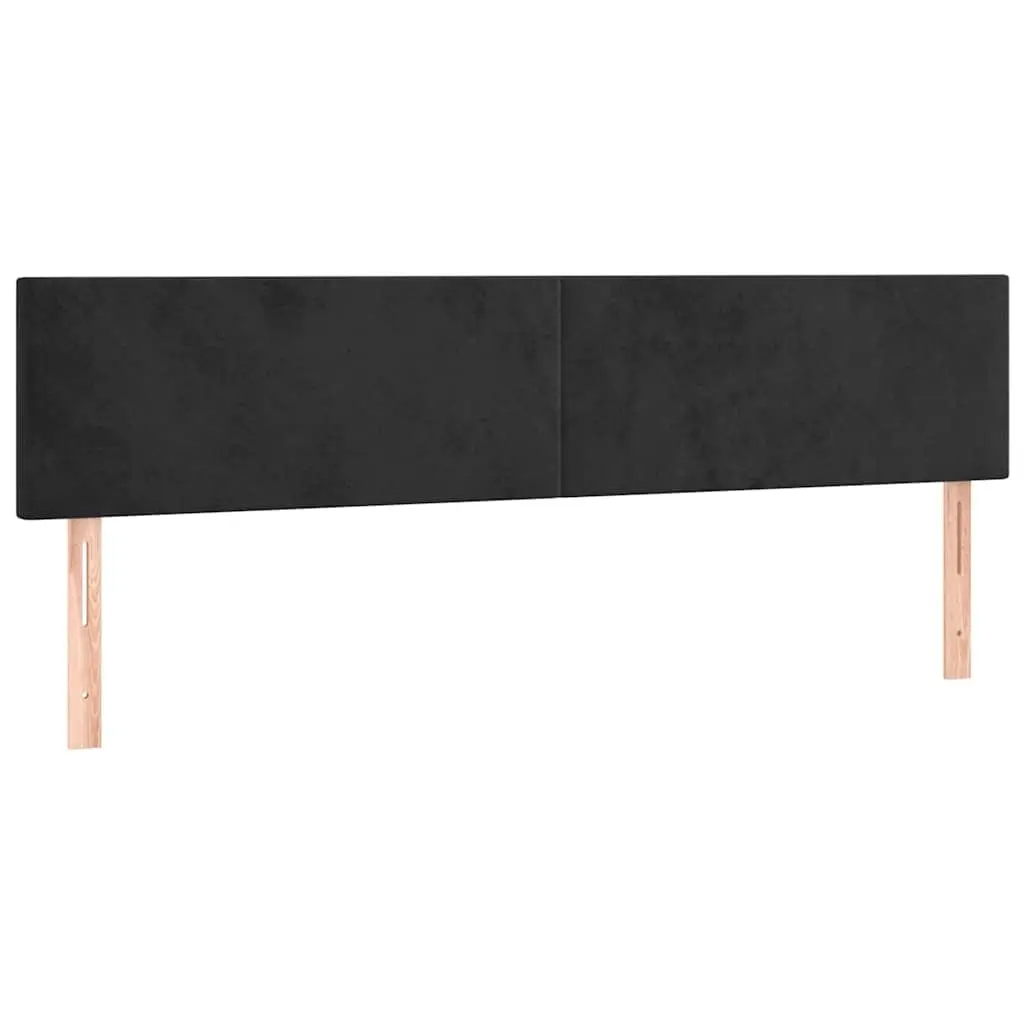 Velvet Headboard Black 160cm Adjustable Height Bed Backrest with Wooden Legs