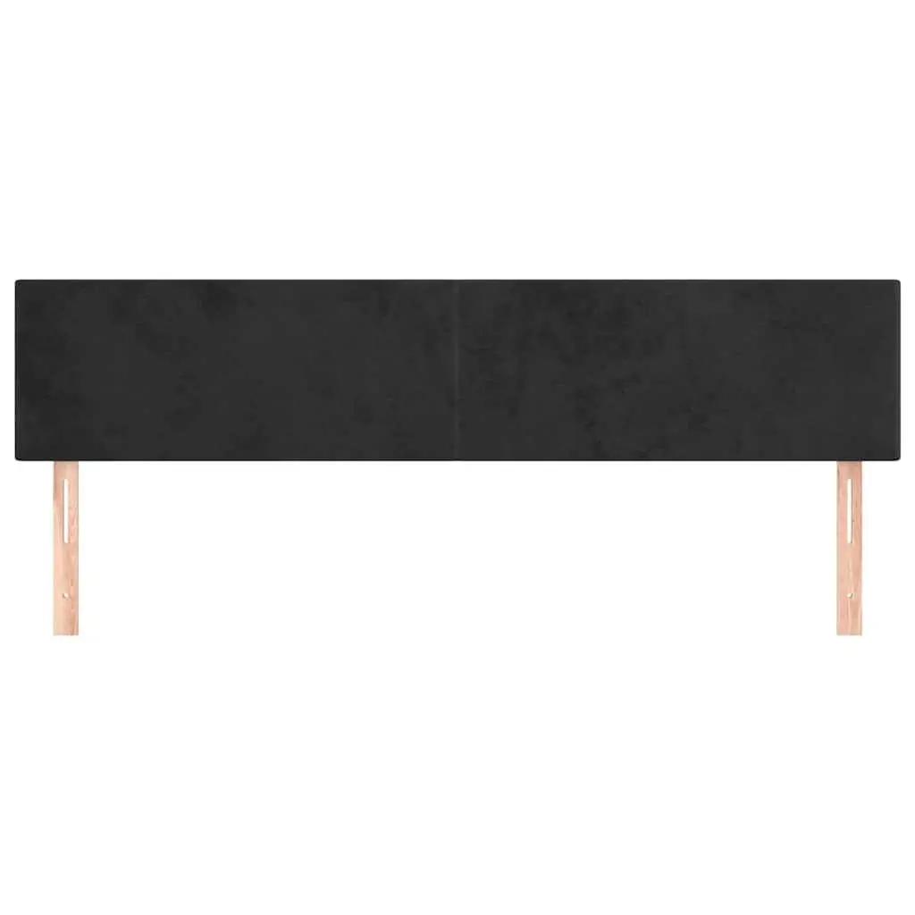 Velvet Headboard Black 160cm Adjustable Height Bed Backrest with Wooden Legs
