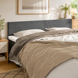 Grey Velvet Headboard 200cm Bedroom Furniture Adjustable Height Wooden Legs