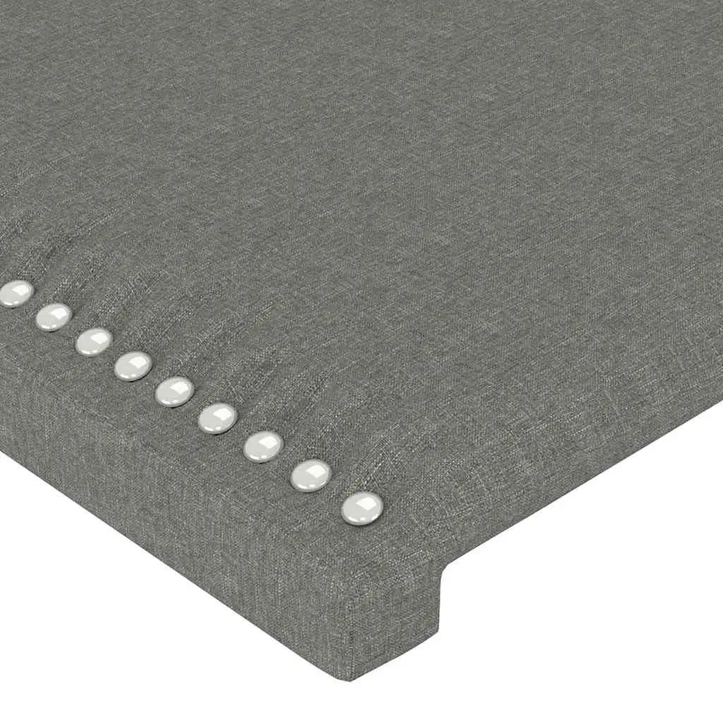 Fabric Headboard Dark Grey Adjustable Height Bedroom Furniture Wooden Legs