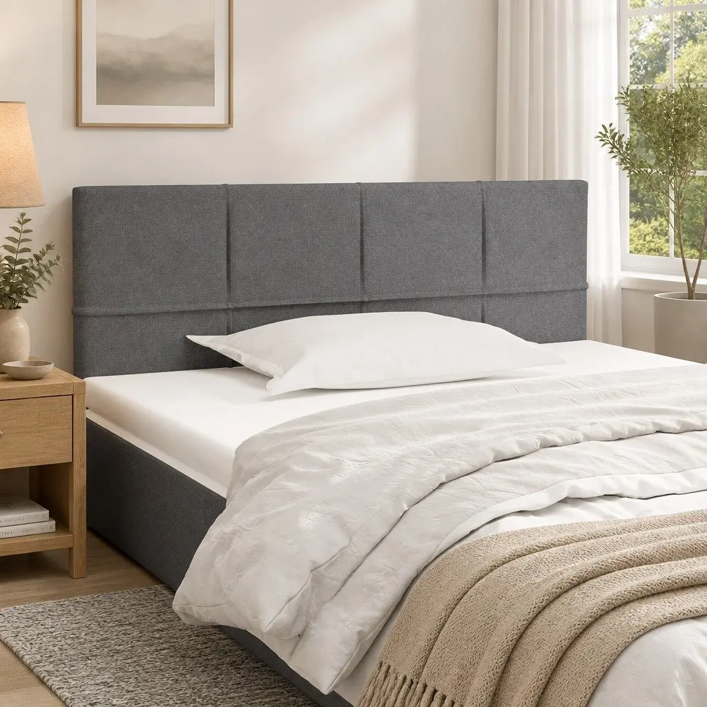 Headboard Dark Grey 100cm Fabric Bedroom Bed Head Support Adjustable Height