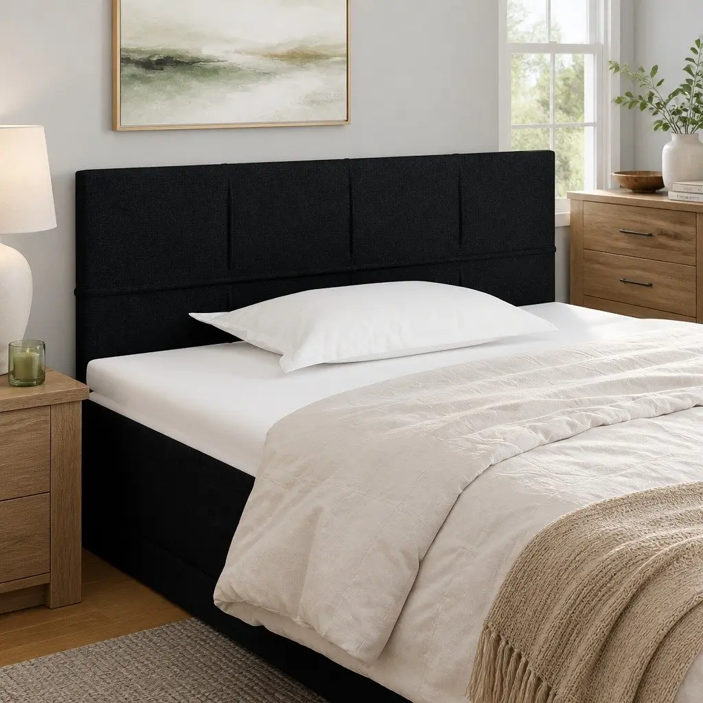 Black Fabric Headboard with Strong Support