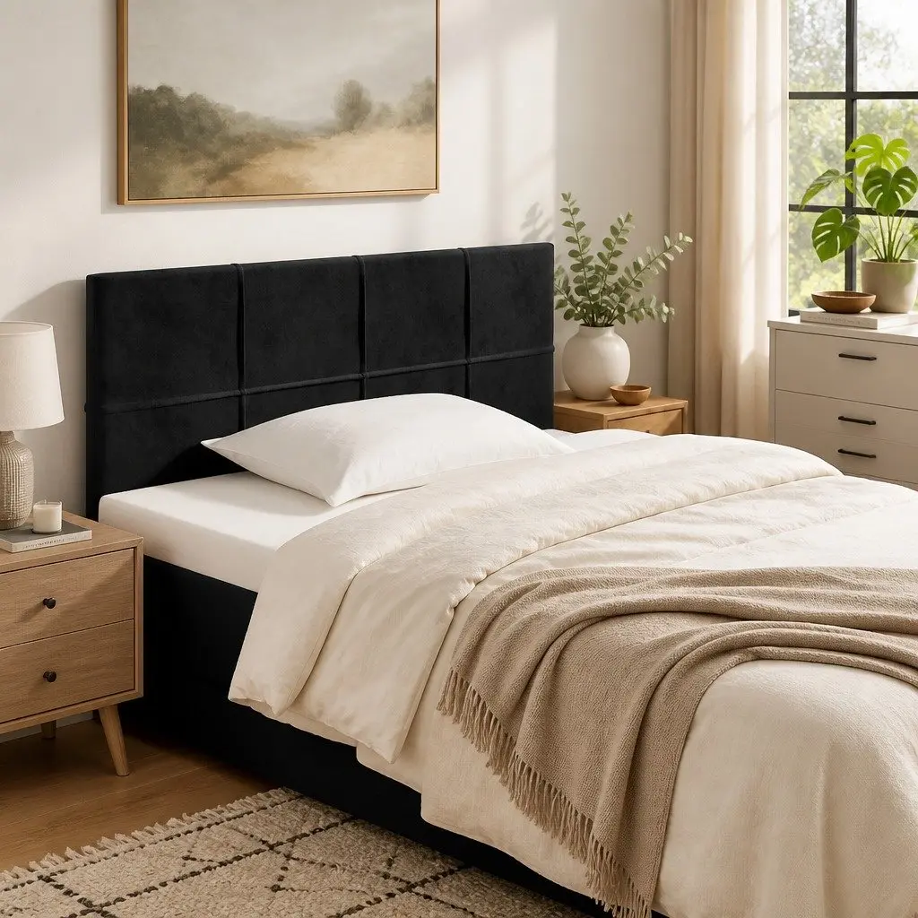 Headboard Velvet Black 100 cm Upholstered Bed Bedroom Furniture
