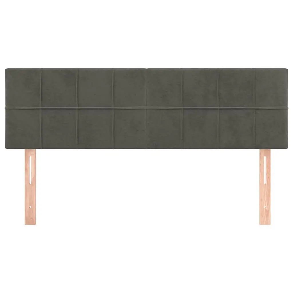 Velvet Headboard Backrest 144cm Adjustable Grey with Wooden Legs