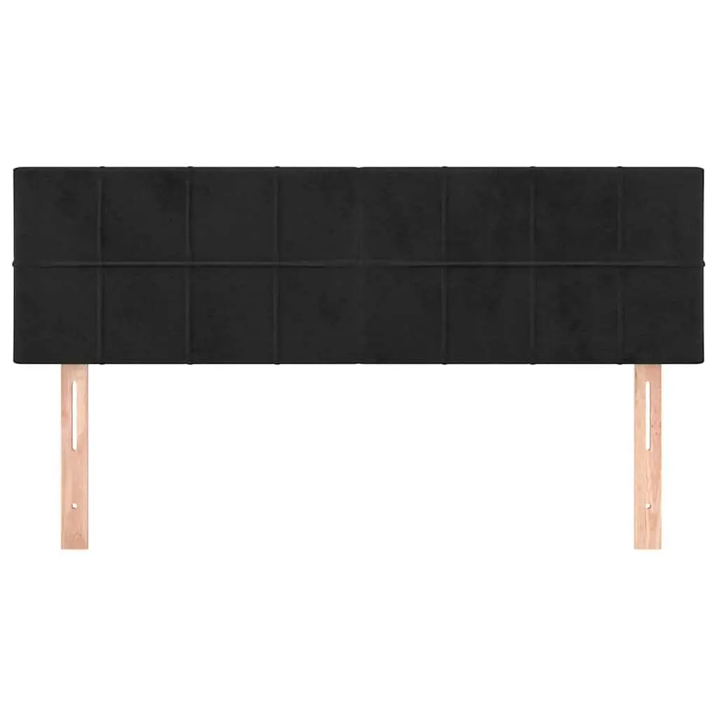 Velvet Headboard Black Adjustable Height Bedroom Furniture with Wooden Legs