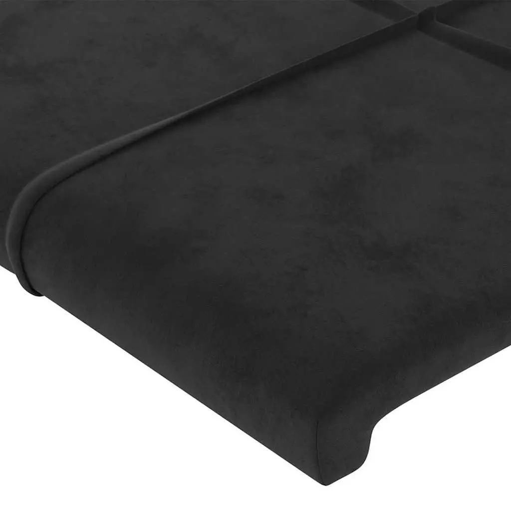 Velvet Headboard Black Adjustable Height Bedroom Furniture with Wooden Legs
