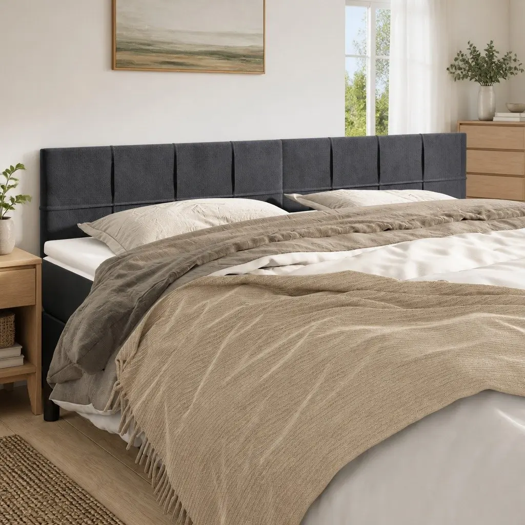 Headboard Dark Grey Velvet 160cm Bedroom Furniture Adjustable Height