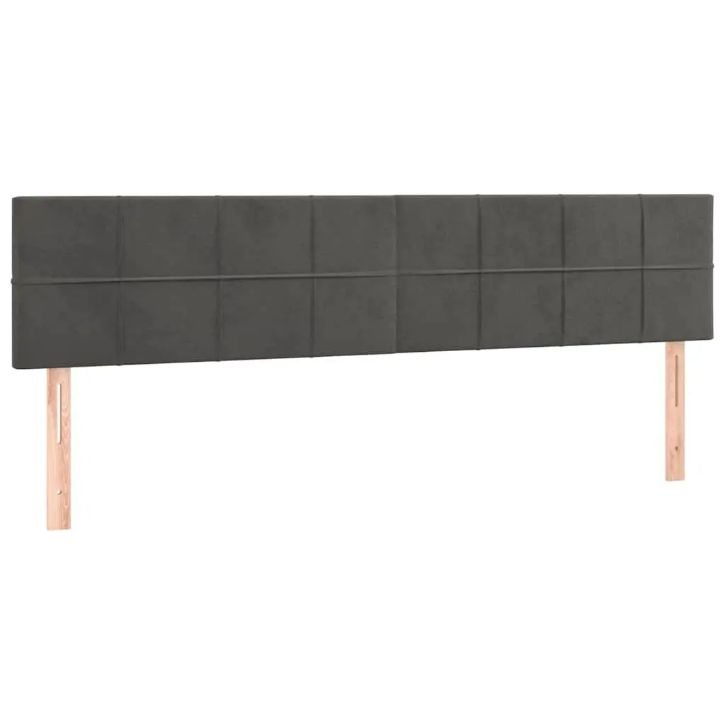 Bed Headboard Adjustable Height Grey Velvet Wooden Legs