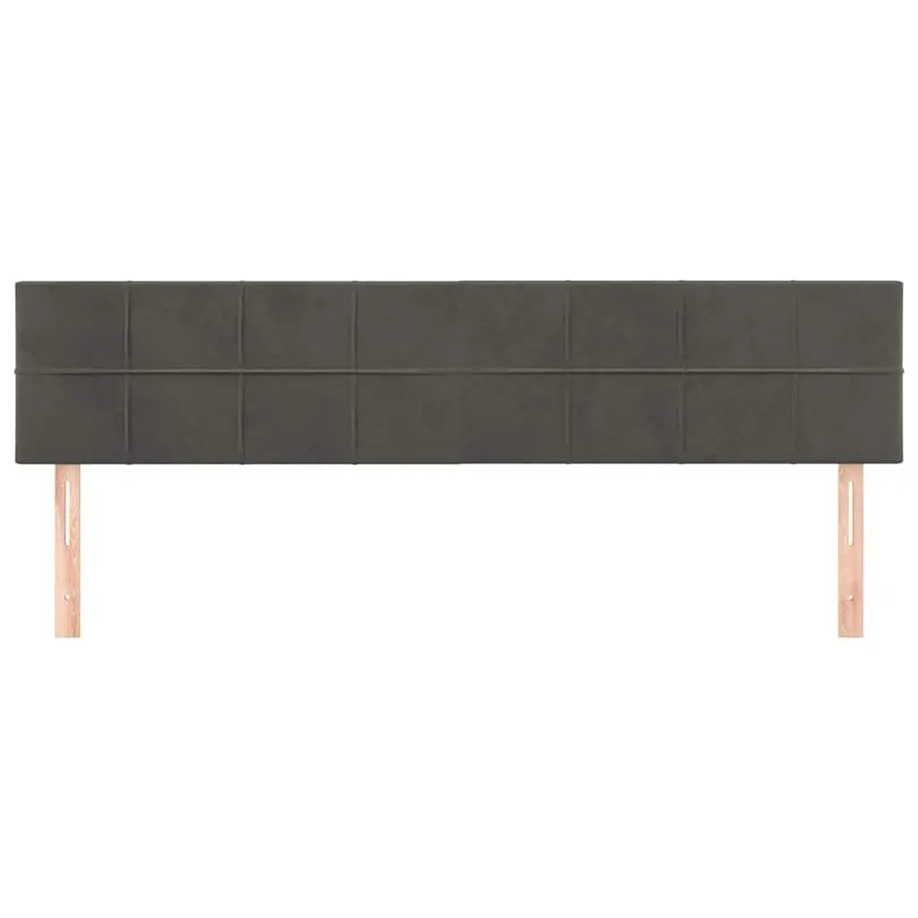 Bed Headboard Adjustable Height Grey Velvet Wooden Legs