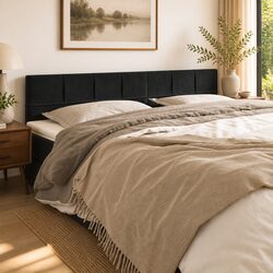 Cozy Black Velvet Headboard with Adjustable Height for Maximum Comfort