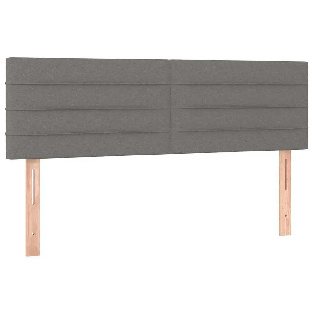 Headboard Adjustable Height Dark Grey Fabric Bed Head with Wooden Legs