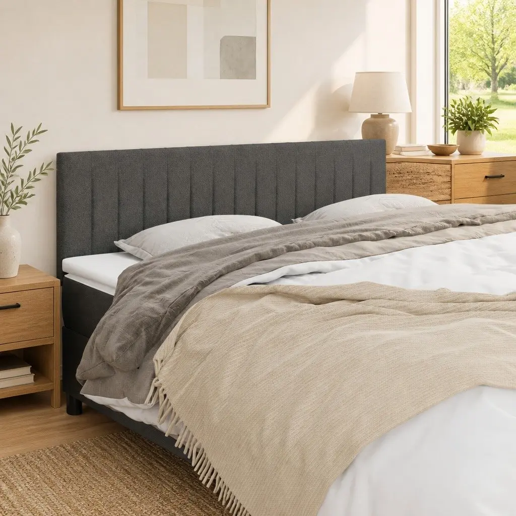 Headboard Grey 160x5x78/88 cm Fabric Bedroom Furniture with Wooden Legs